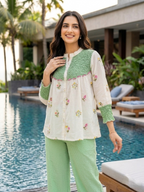 Smock Symphony Green Embroidered Set