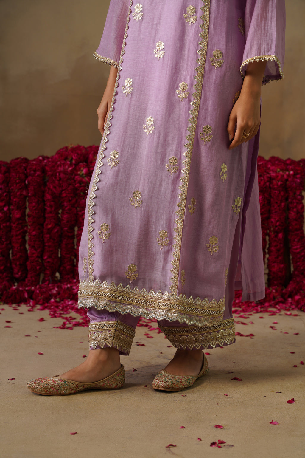 Mehekti Purple Dori Work Mul Chanderi Set