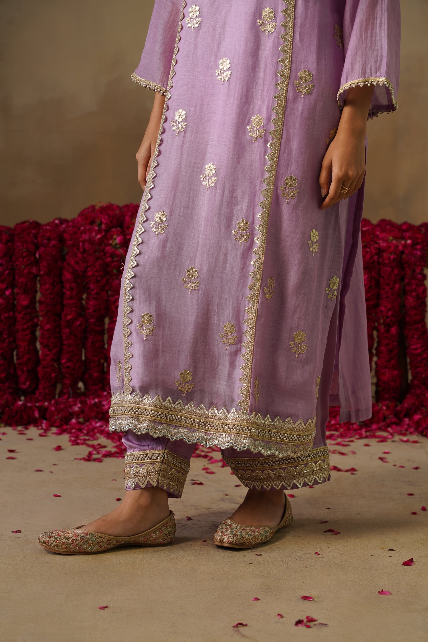 Mehekti Purple Dori Work Mul Chanderi Set