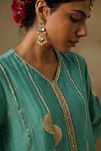 Mehekti Blue Gota Mul Chanderi Kurta Set