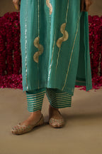 Mehekti Blue Gota Mul Chanderi Kurta Set