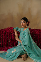 Mehekti Blue Gota Mul Chanderi Kurta Set