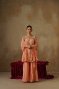 Mehekti Peach Mul Chanderi Sharara Set