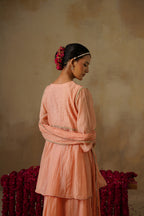 Mehekti Peach Mul Chanderi Sharara Set