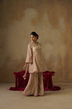 Mehekti Golden Brown Mul Chanderi Sharara Set