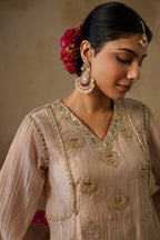 Mehekti Golden Brown Mul Chanderi Sharara Set