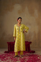 Mehekti Lemon Chandbali Mul Chanderi Kurta Set