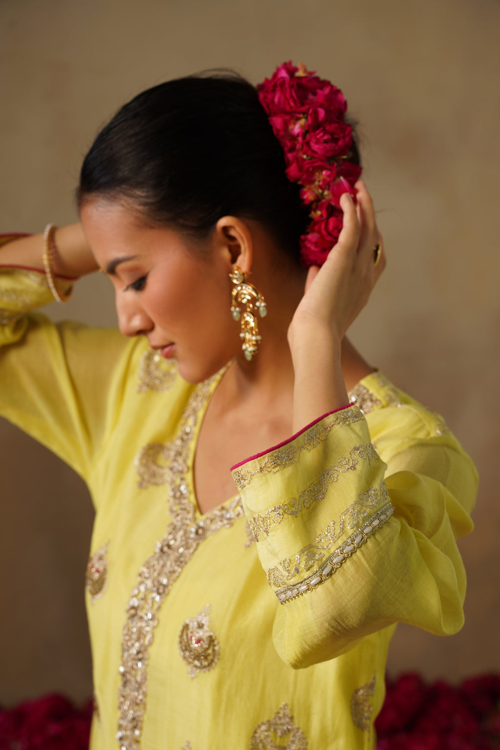 Mehekti Lemon Chandbali Mul Chanderi Kurta Set