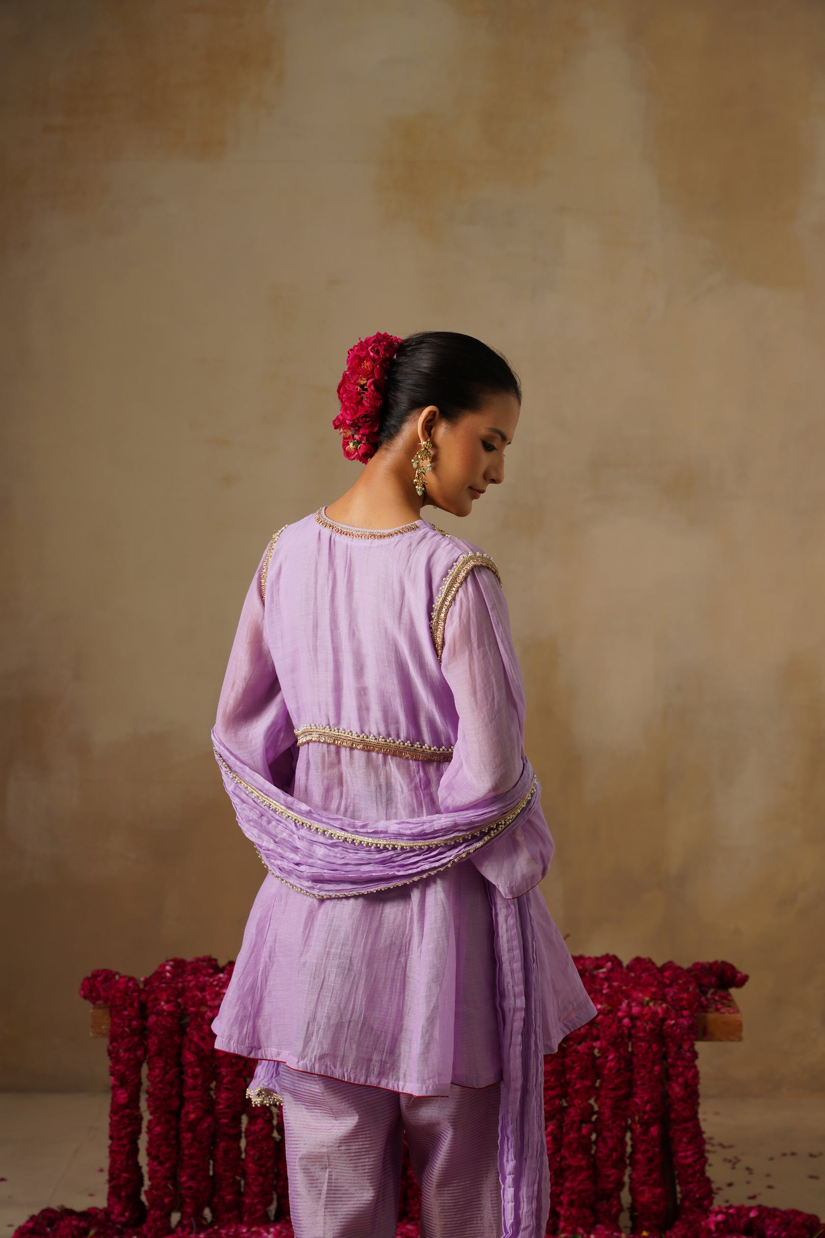 Mehekti Purple Mul Chanderi Tissue Set
