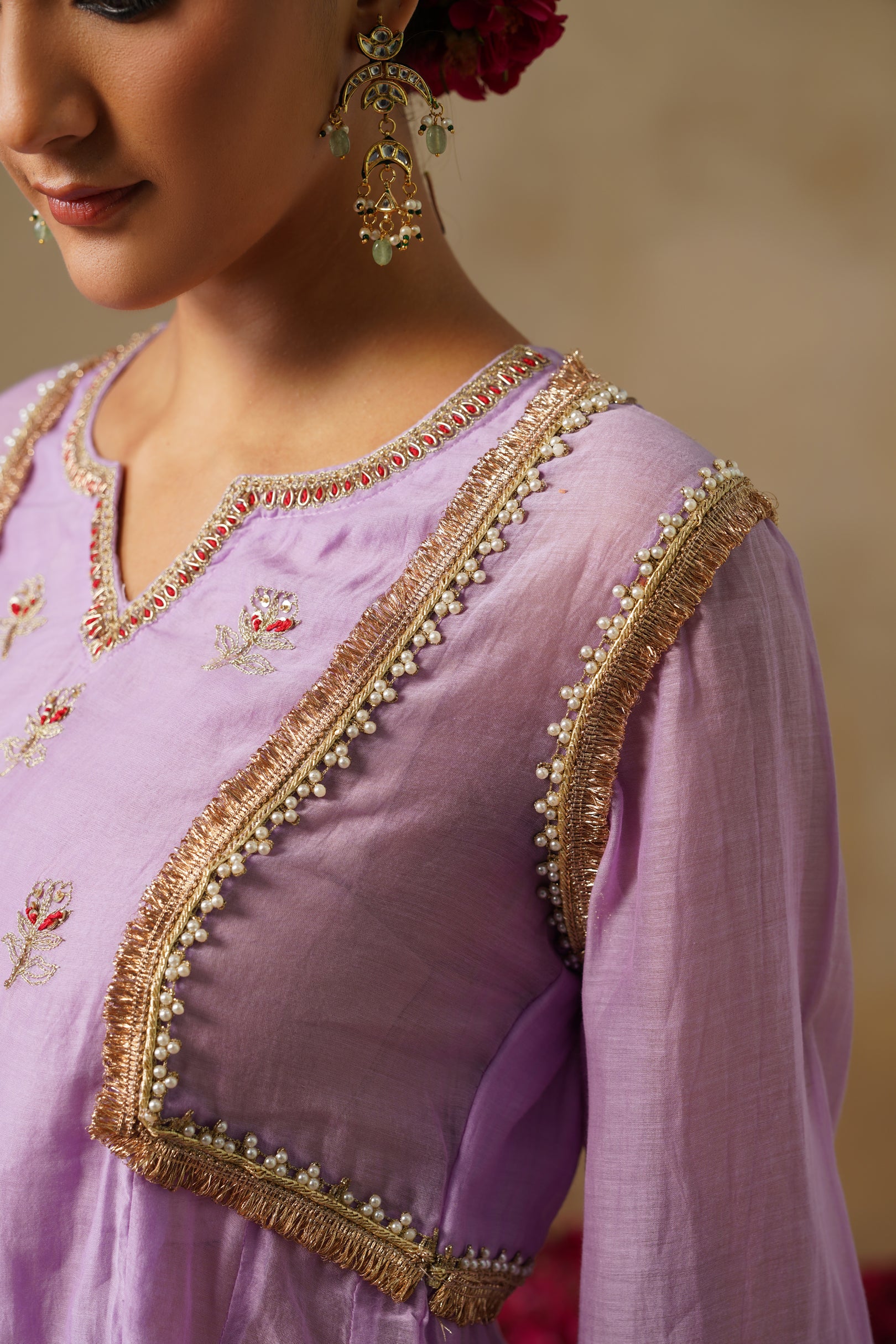 Mehekti Purple Mul Chanderi Tissue Set
