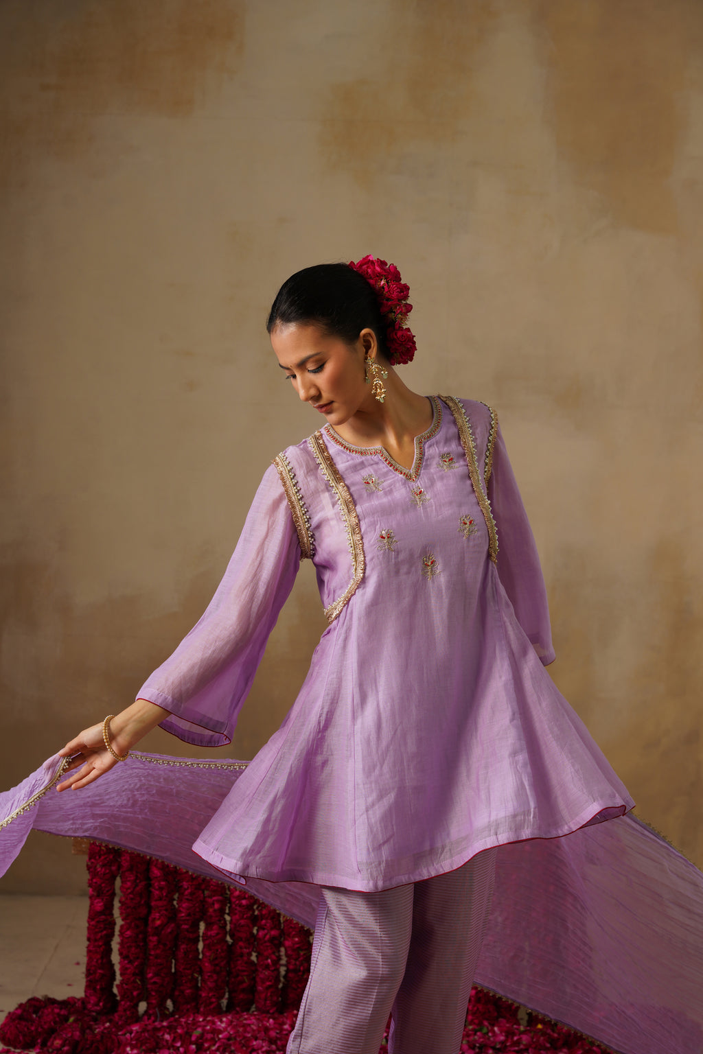 Mehekti Purple Mul Chanderi Tissue Set