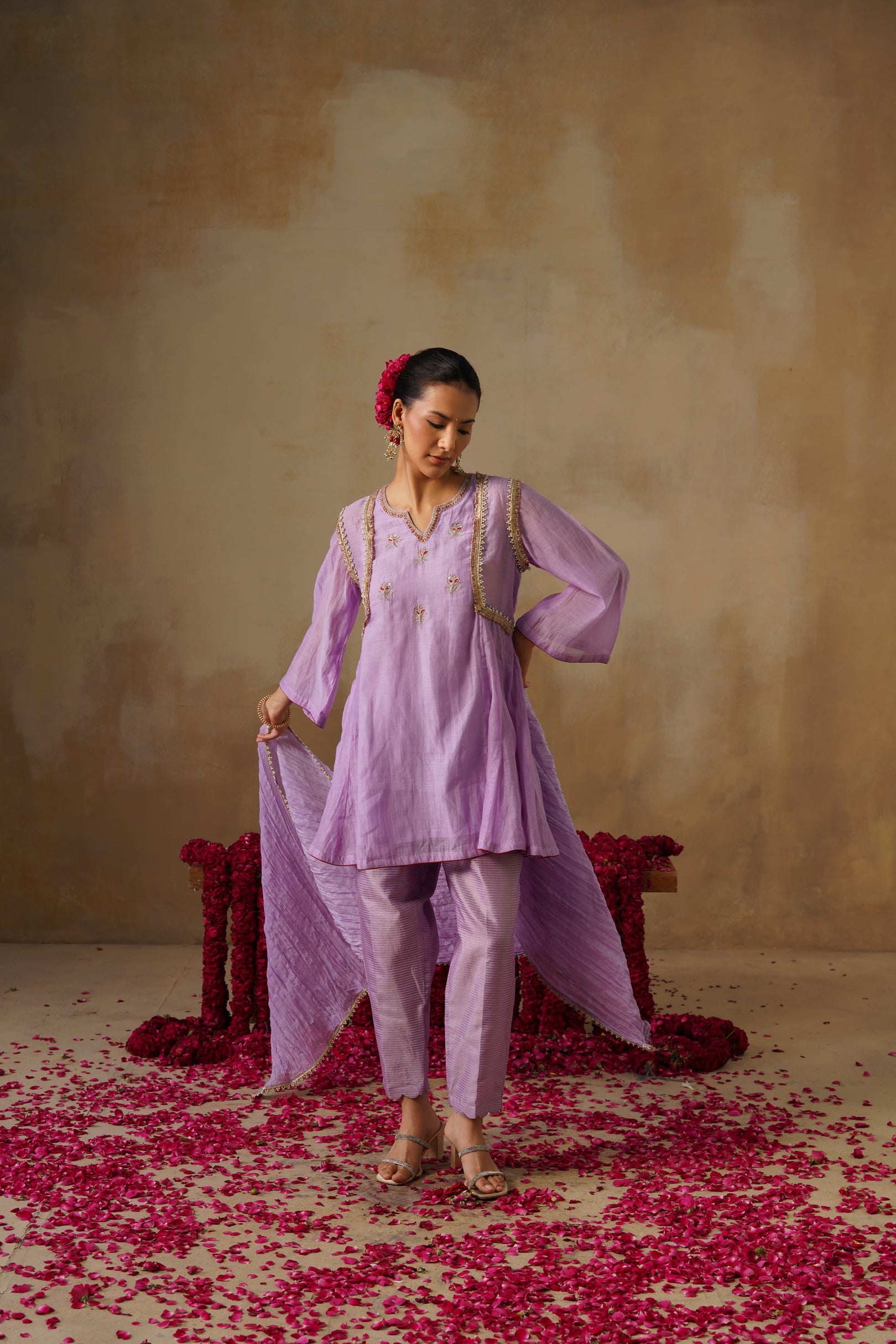 Mehekti Purple Mul Chanderi Tissue Set