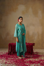 Mehekti Blue Pearl Work Mul Chanderi Set