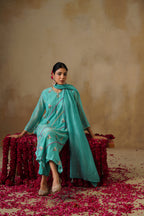 Mehekti Blue Pearl Work Mul Chanderi Set