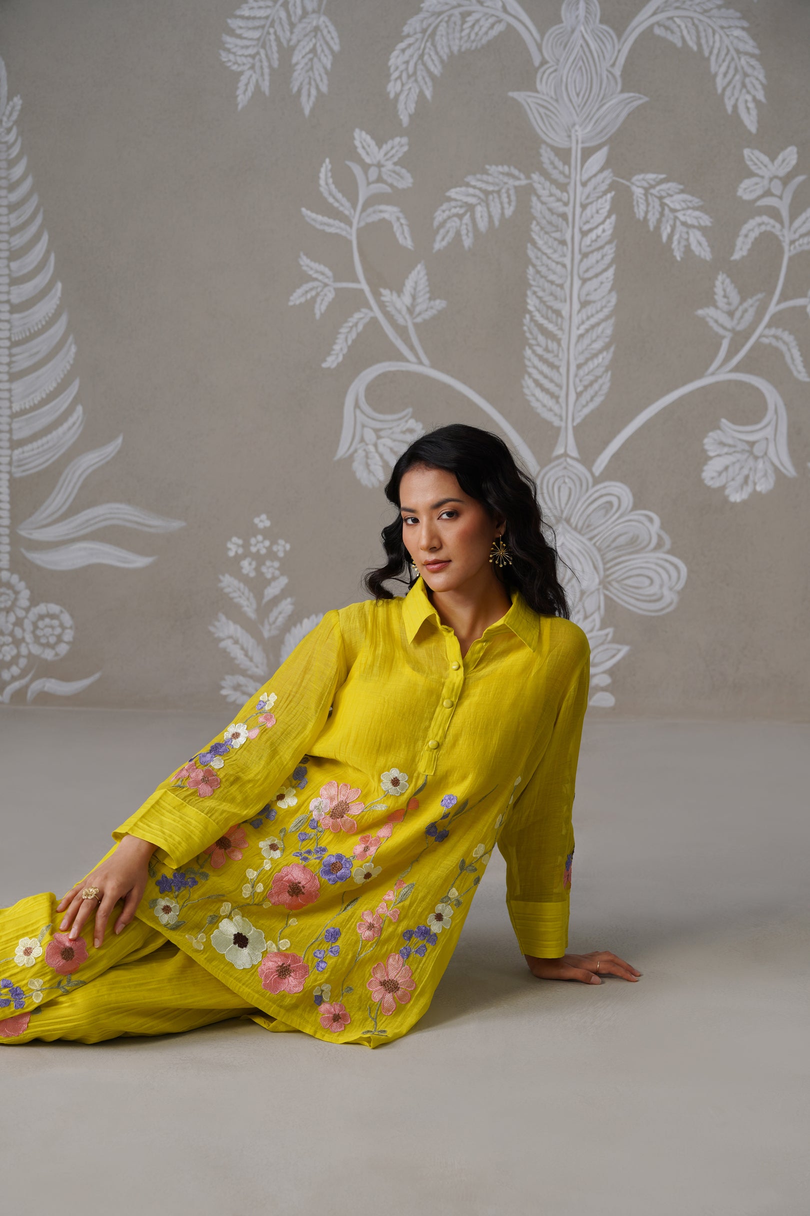 Meherban Purple Mul Chanderi Applique Work Co-ord Set