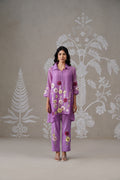 Meherban Purple Mul Chanderi Applique Work Co-ord Set
