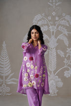 Meherban Lemon Mul Chanderi Applique Work Co-ord Set