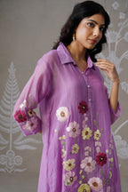 Meherban Lemon Mul Chanderi Applique Work Co-ord Set