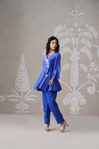 Meherban Wine Mul Chanderi Angrakha Co-ord Set