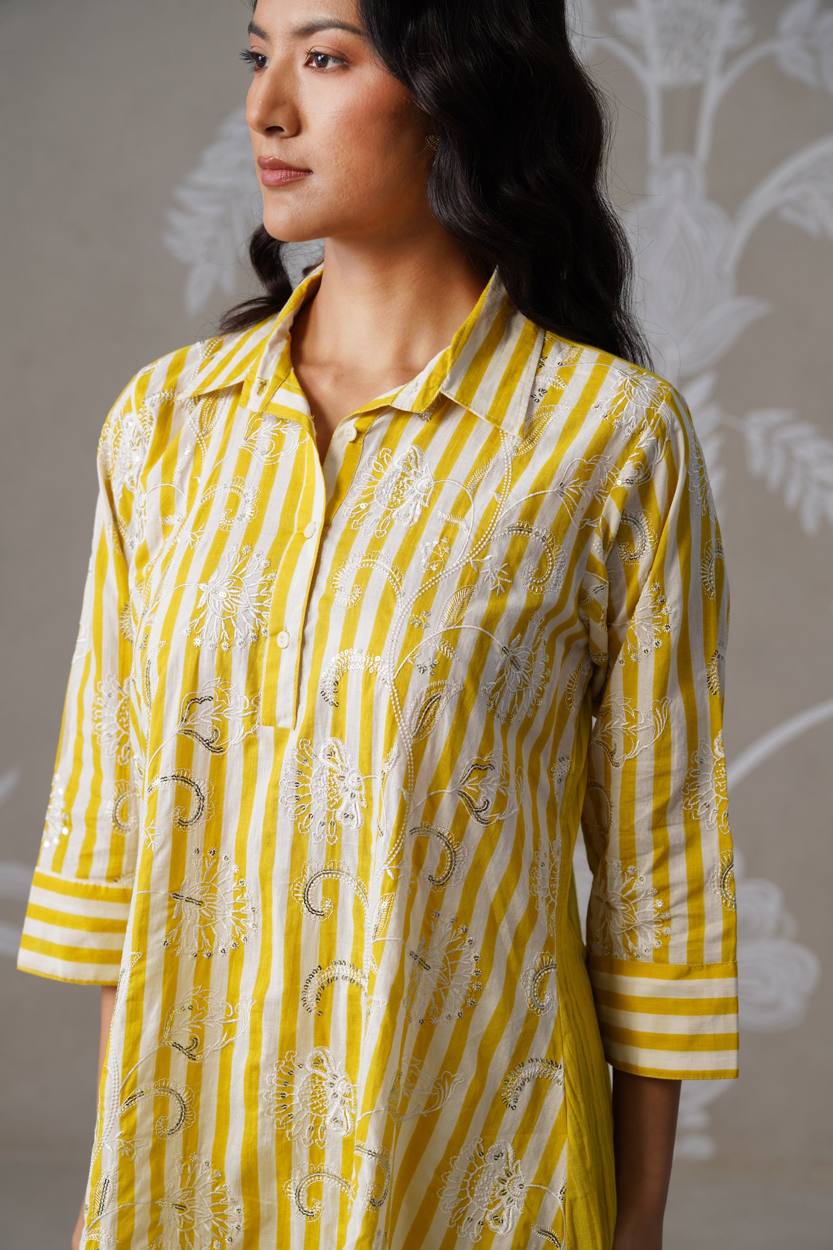Meherban Yellow Thread Work Cotton Set