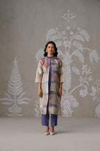 Meherban Blue Tissue Long Jacket Set
