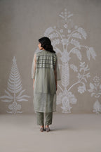 Meherban Green Organza Long Jacket Set