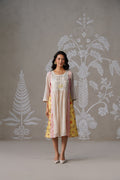 Meherban Yellow Printed Mul Chanderi Dress