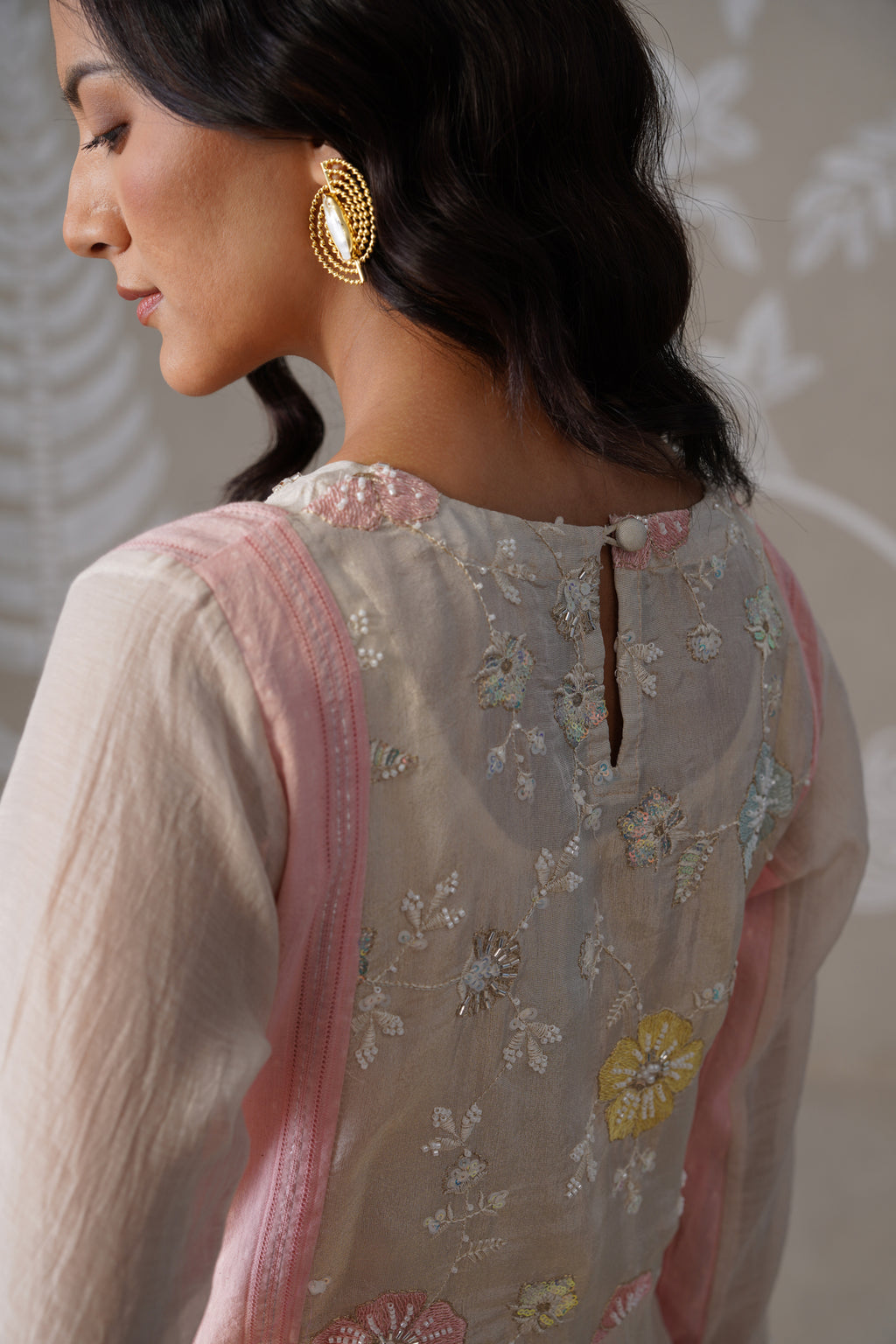 Meherban Yellow Printed Mul Chanderi Dress