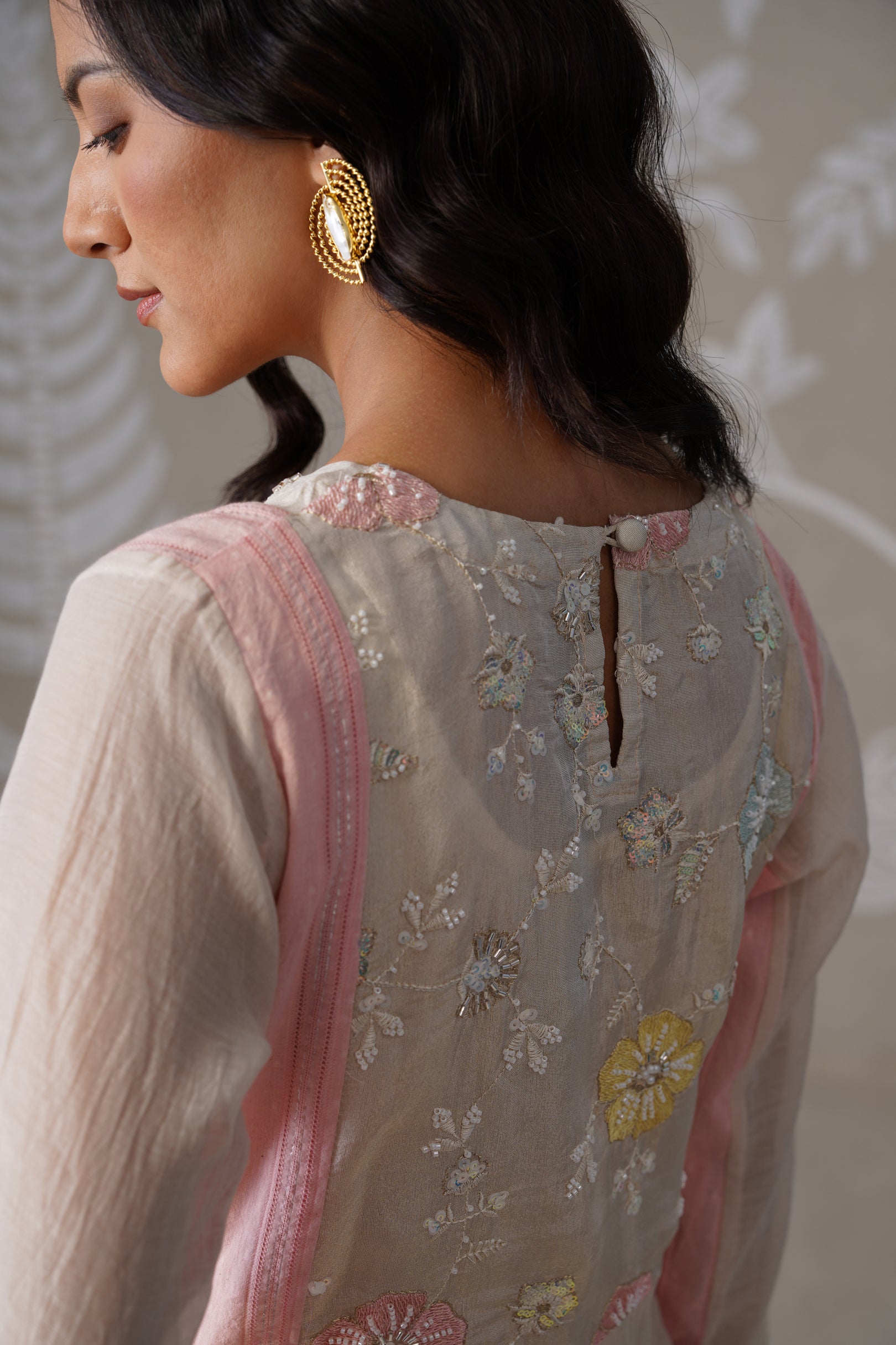 Meherban Yellow Printed Mul Chanderi Dress