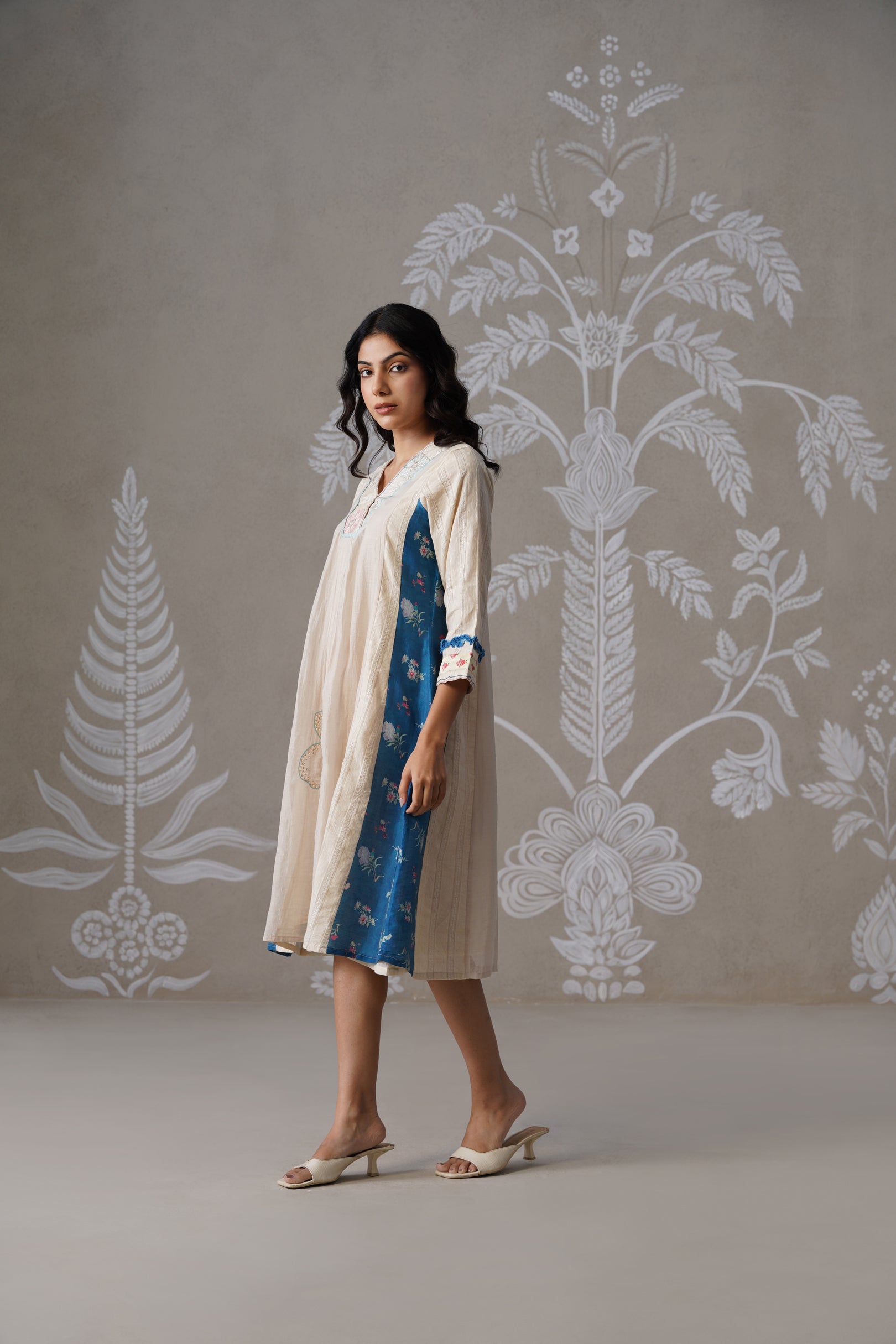 Meherban Blue Printed Cotton Dress