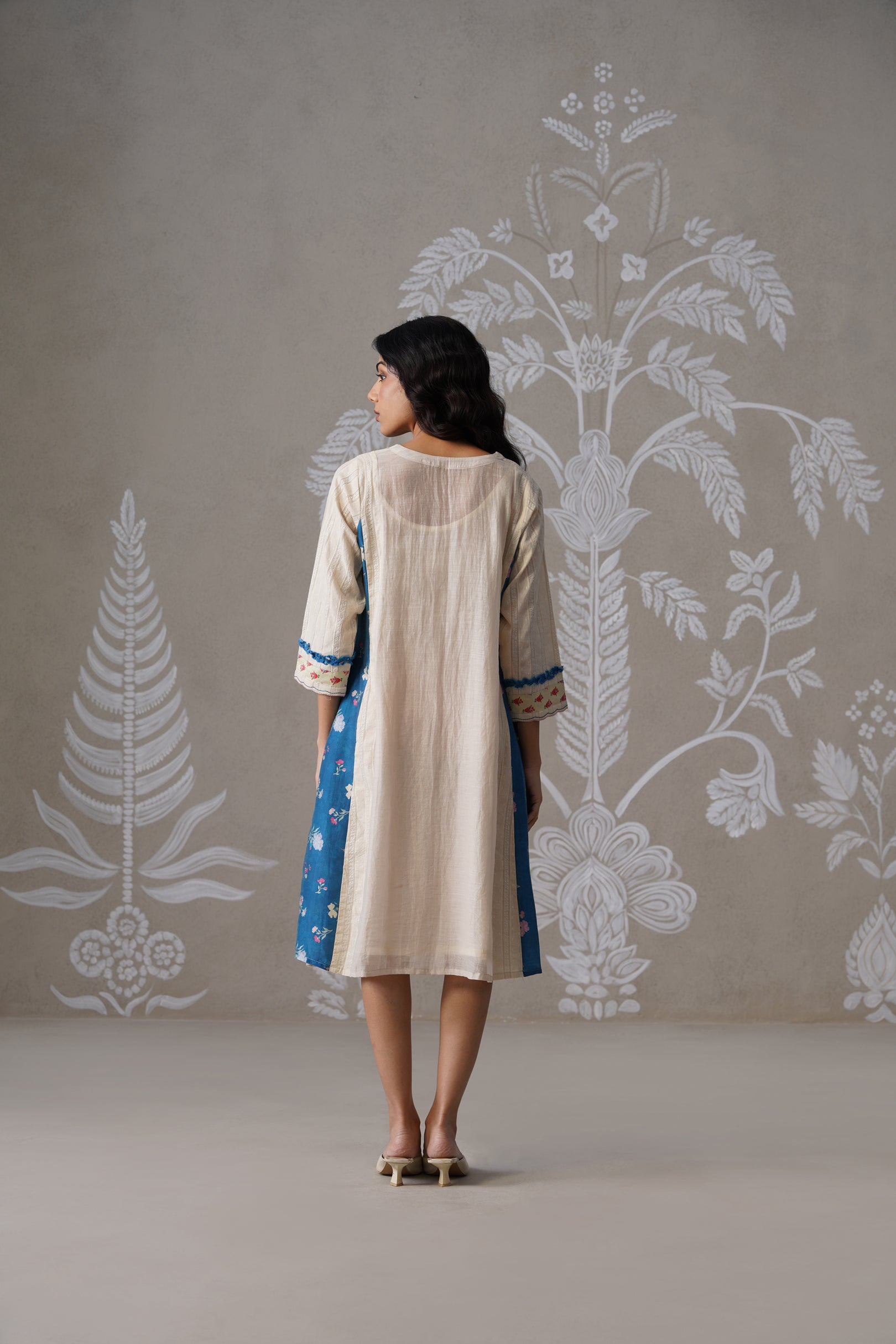 Meherban Blue Printed Cotton Dress