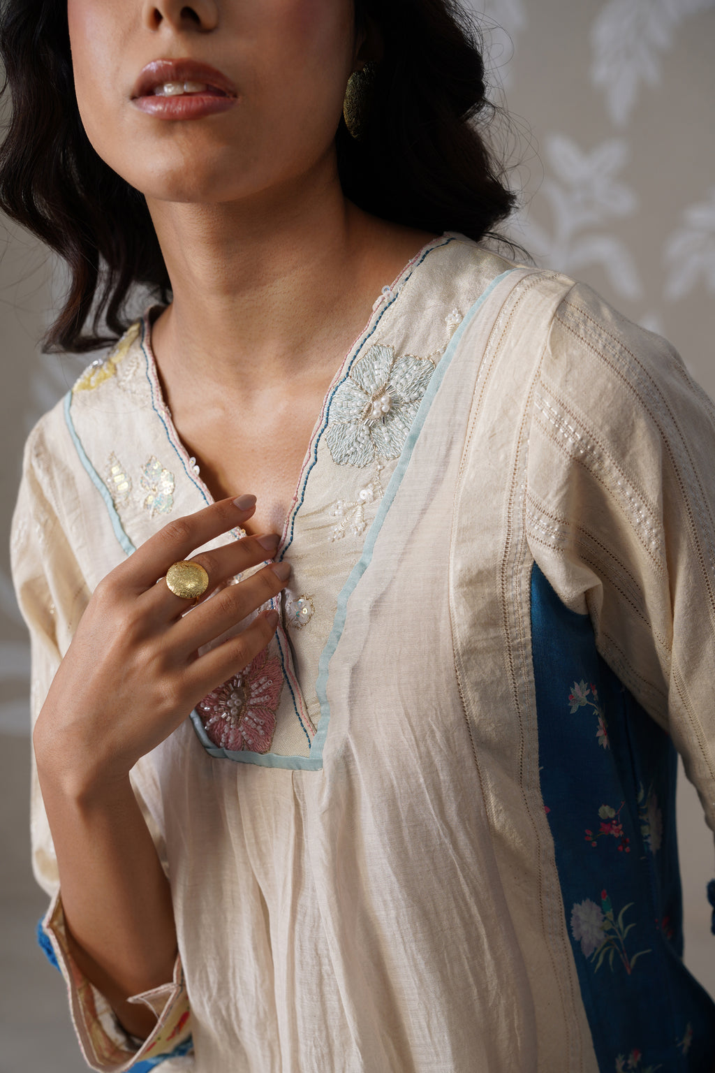 Meherban Blue Printed Cotton Dress