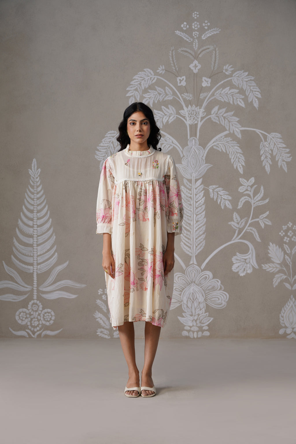Meherban Floral Shadow Work Cotton Dress