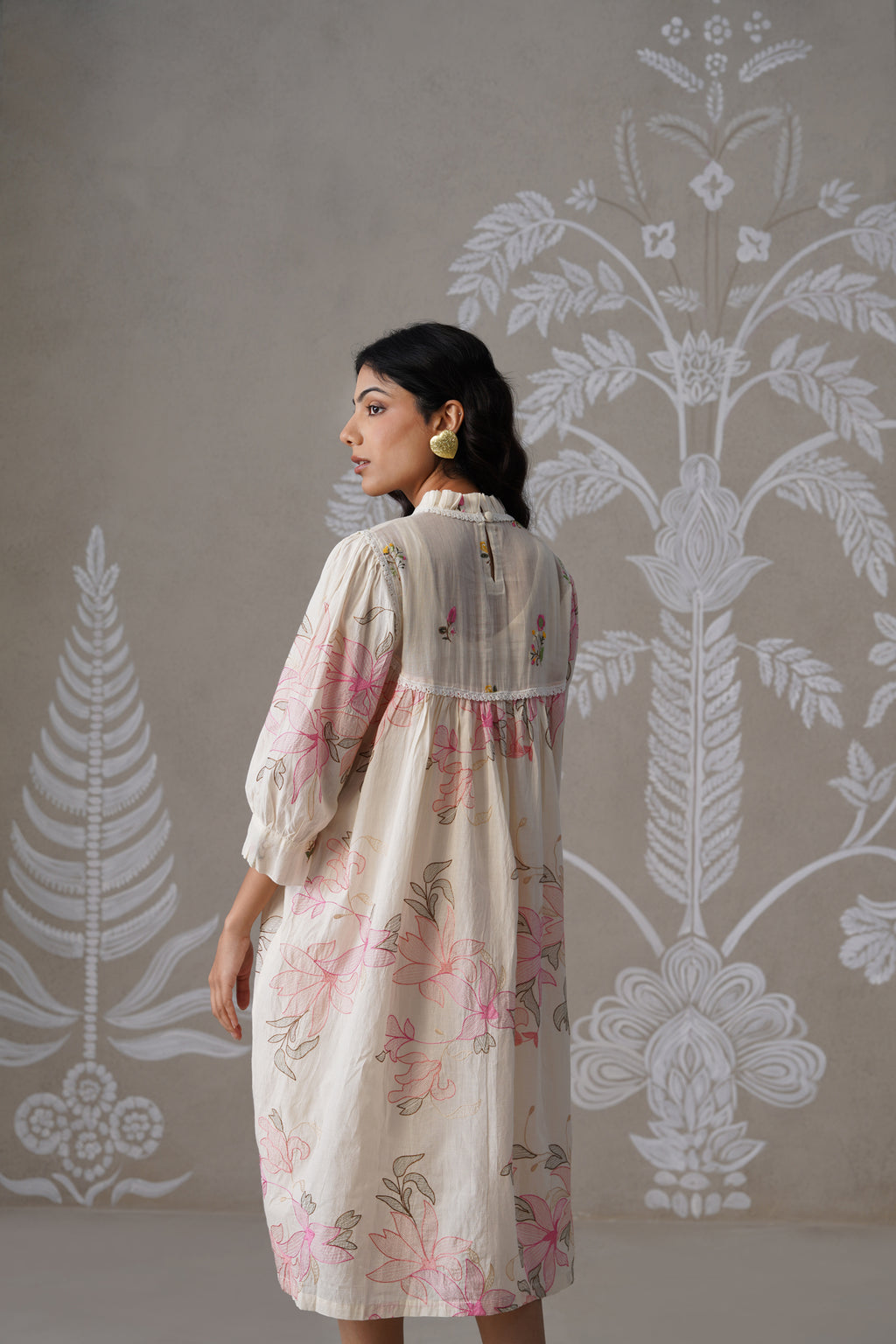 Meherban Floral Shadow Work Cotton Dress