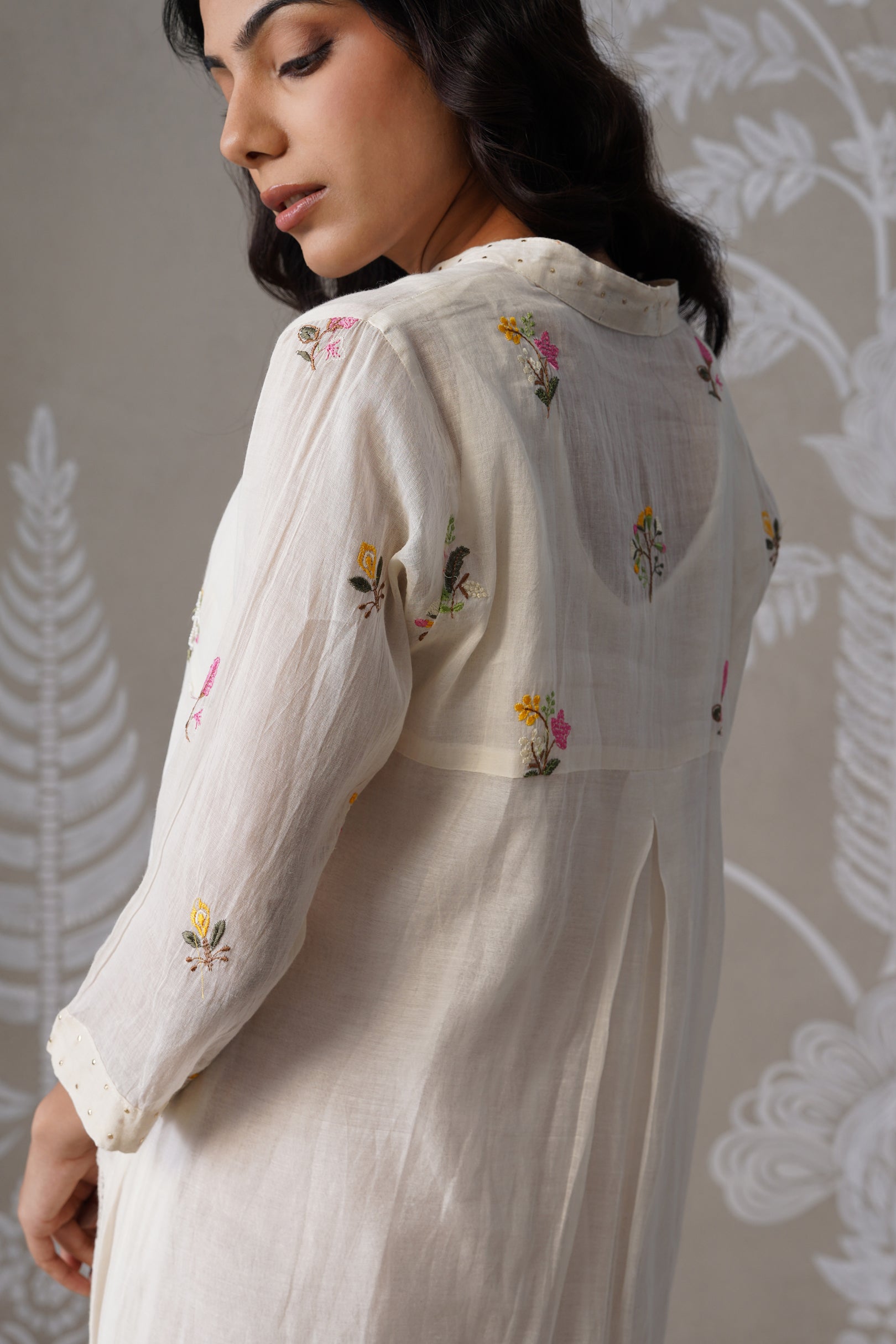 Meherban White Textured Cotton Dress
