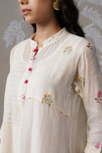 Meherban White Textured Cotton Dress