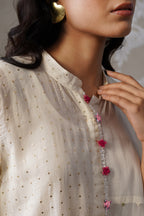 Meherban White Textured Cotton Dress