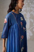 Meherban Blue Mul Chanderi Kurta Set