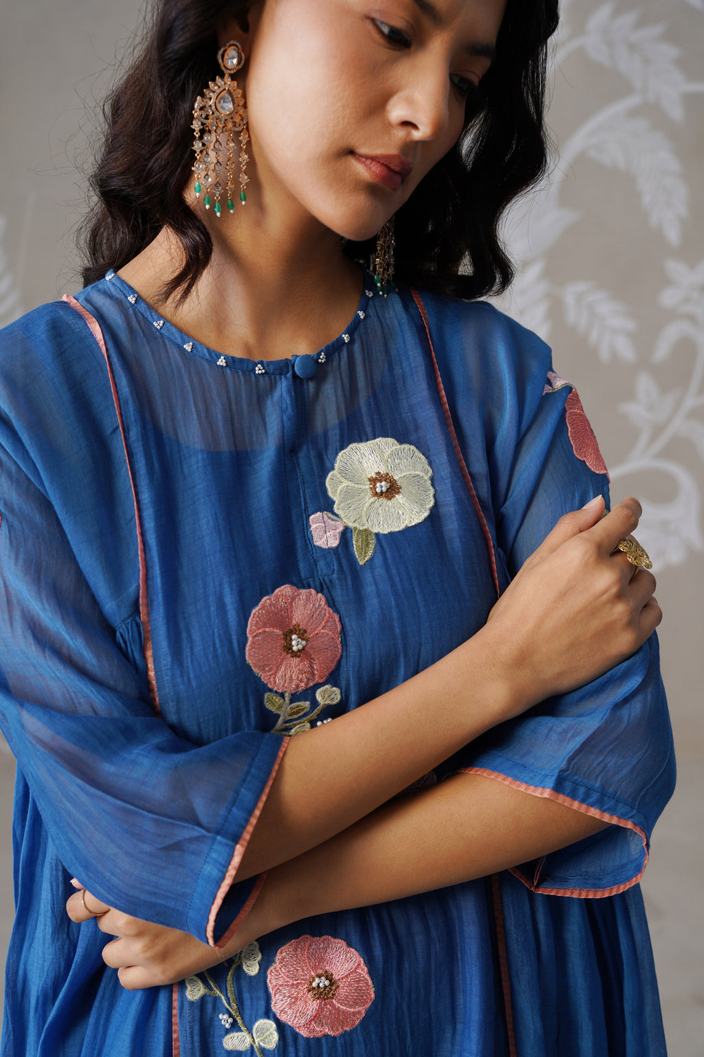 Meherban Deep Pink Mul Chanderi Kurta Set