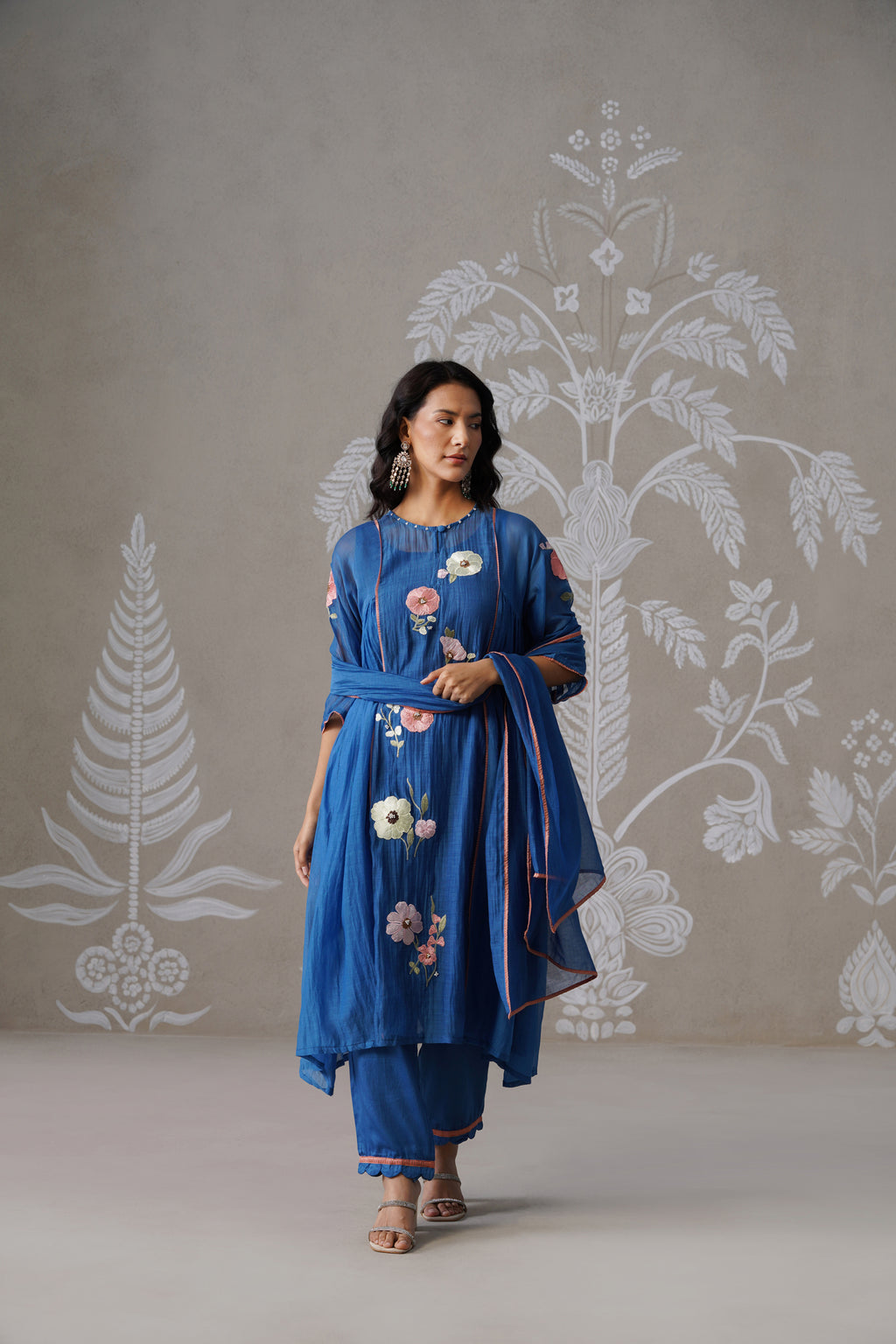 Meherban Deep Pink Mul Chanderi Kurta Set