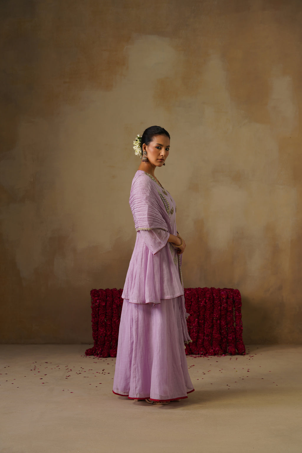 Mehekti Purple Mul Chanderi Sharara Set