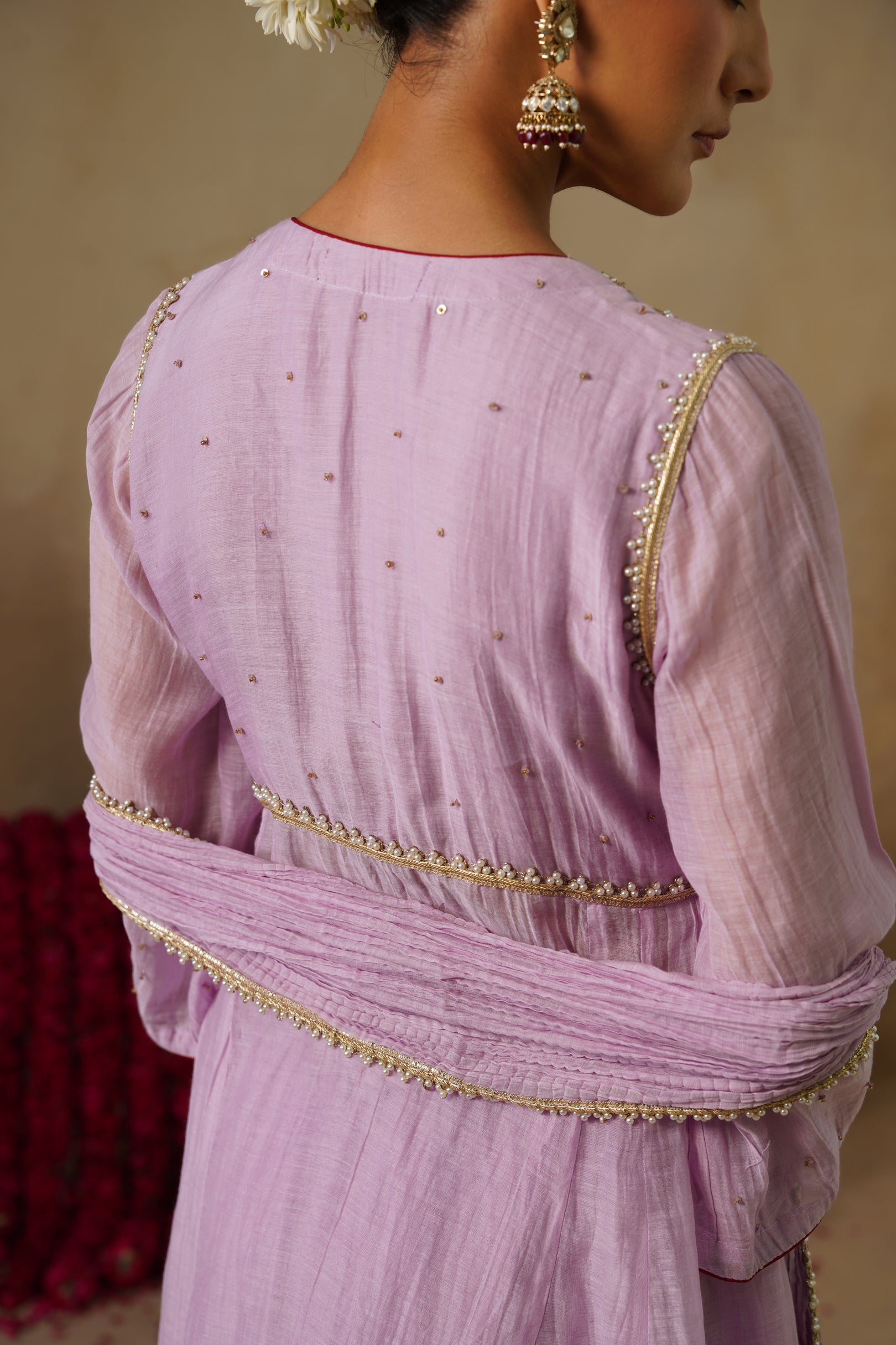 Mehekti Purple Mul Chanderi Sharara Set