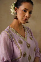 Mehekti Purple Mul Chanderi Sharara Set