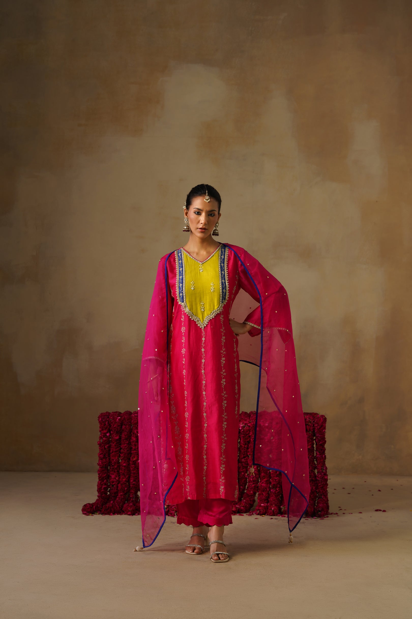 Mehekti Pink Chanderi Kurta Set