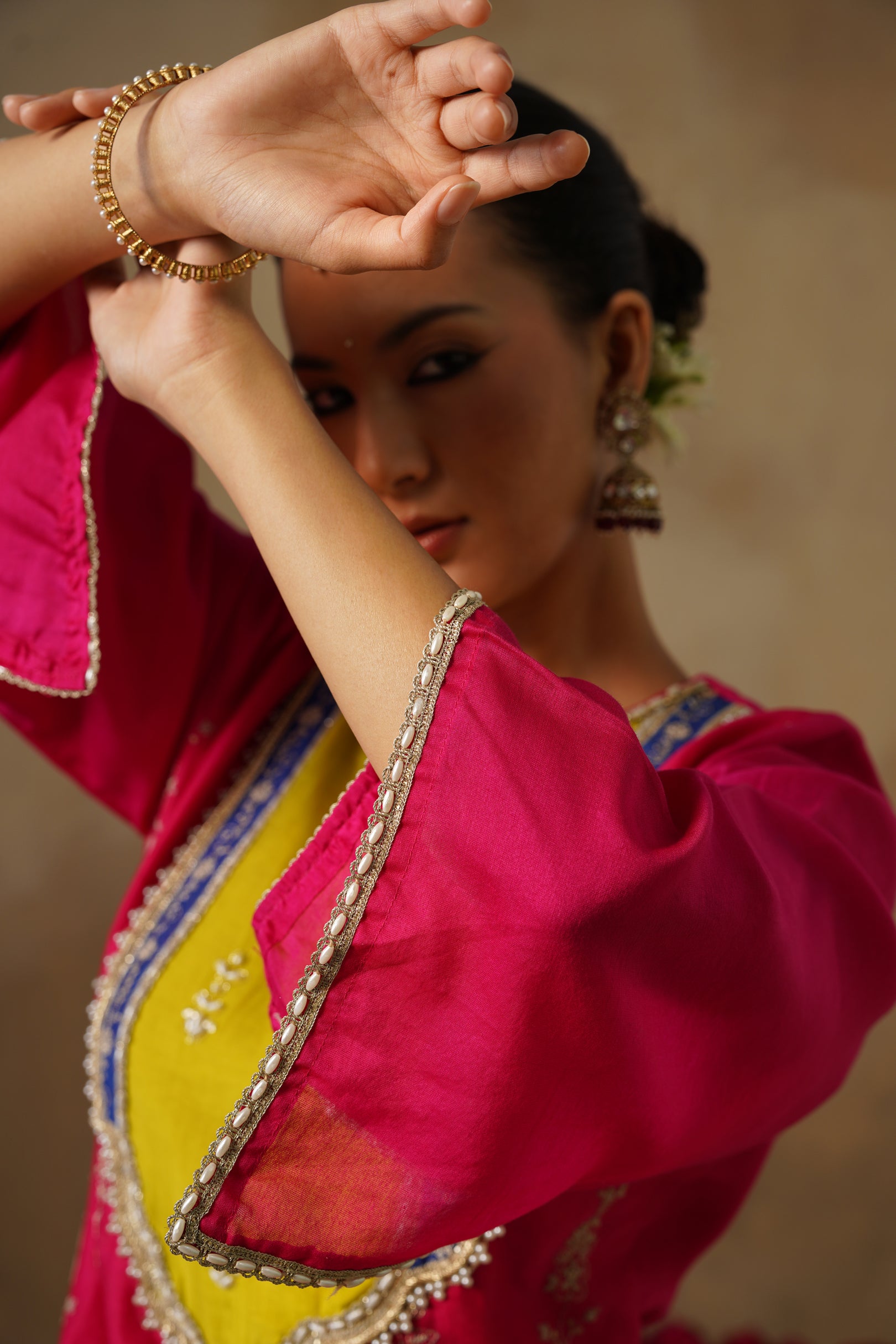 Mehekti Pink Chanderi Kurta Set