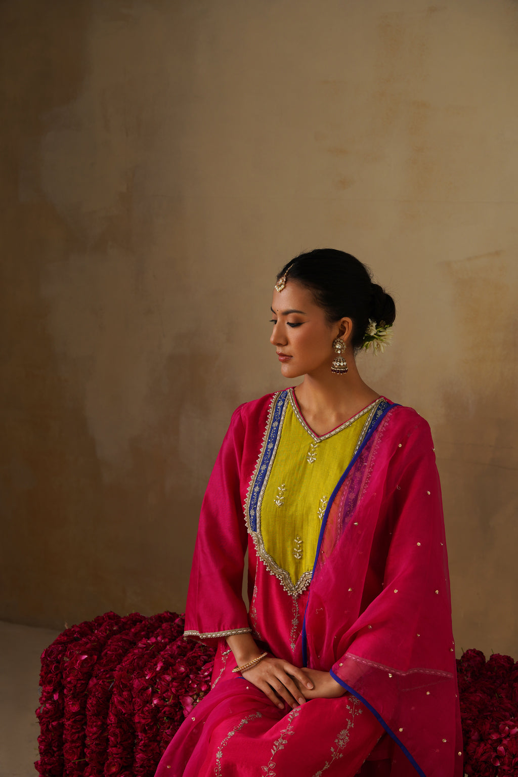 Mehekti Pink Chanderi Kurta Set