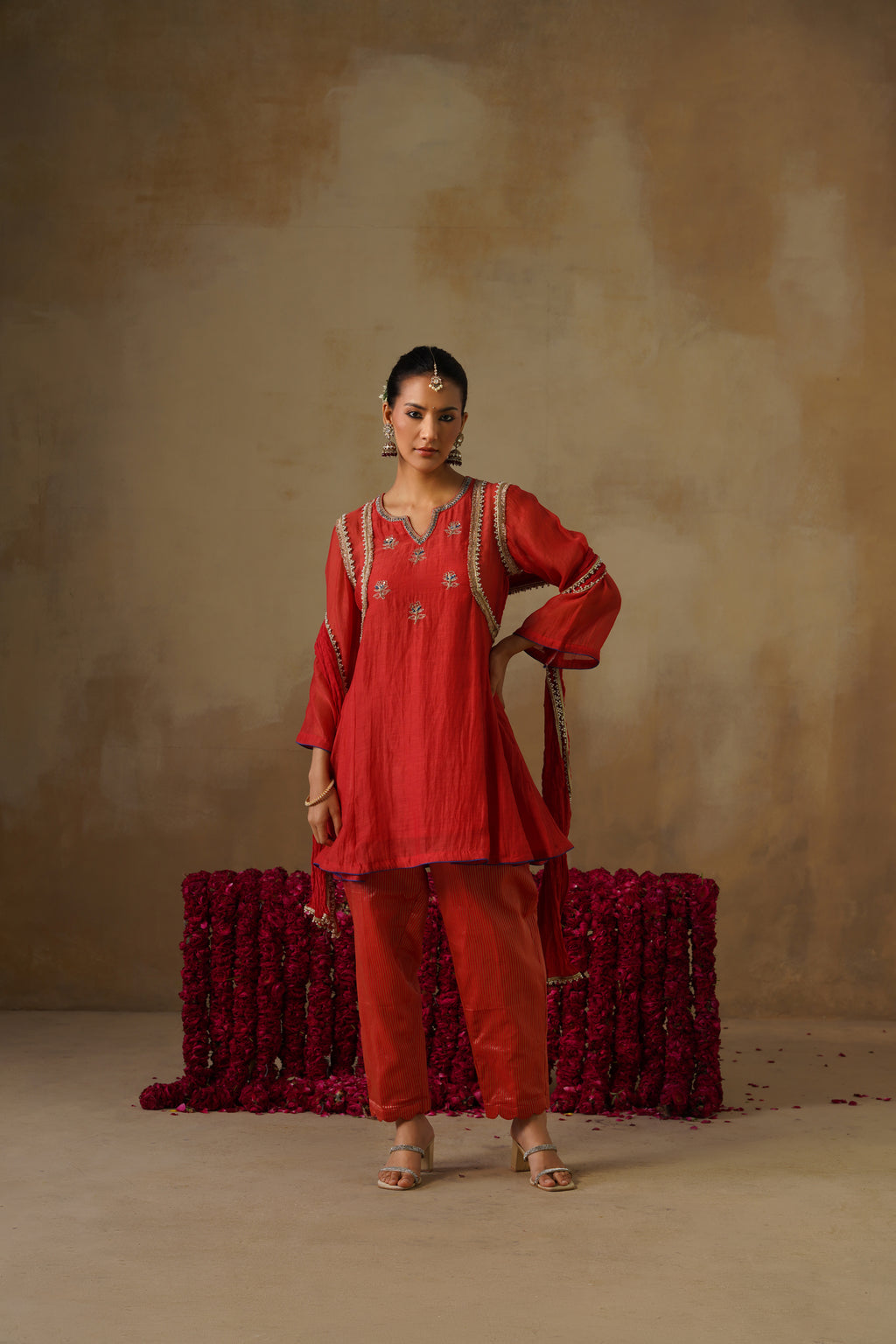 Mehekti Rust Mul Chanderi Tissue Set