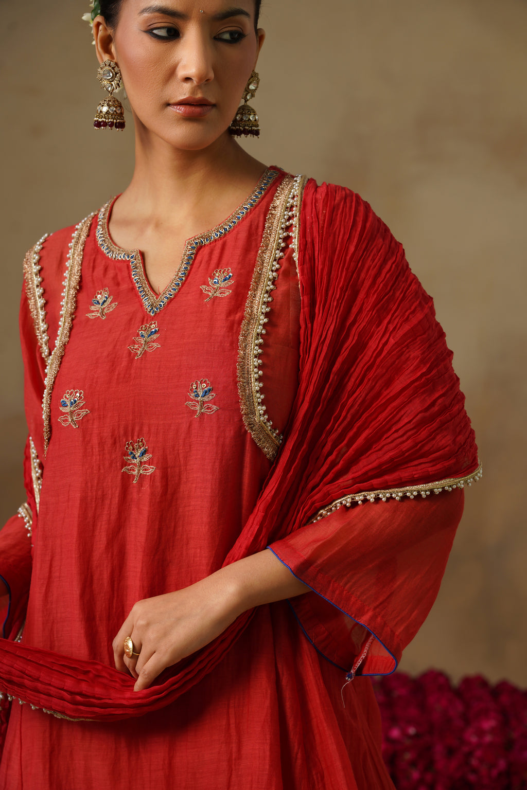 Mehekti Rust Mul Chanderi Tissue Set
