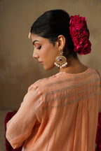 Mehekti Peach Chandbali Mul Chanderi Kurta Set