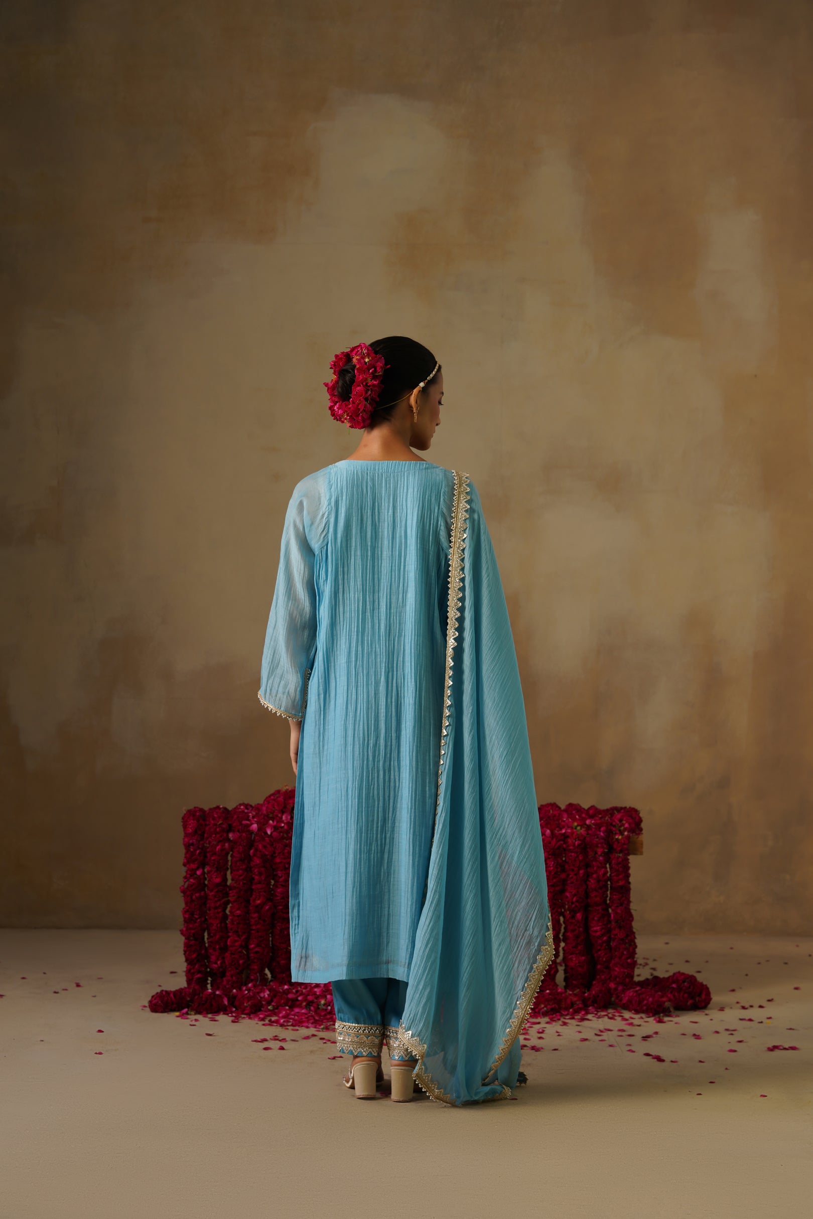 Mehekti Blue Dori Work Mul Chanderi Set